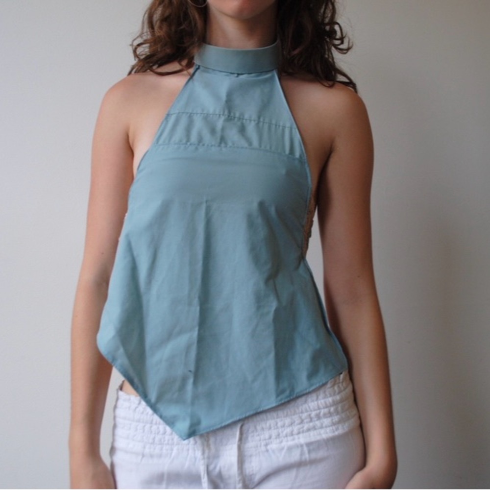 Chic Halter Neck Blue Top